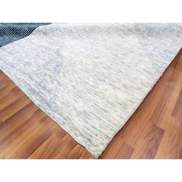 12'1"x18' Gainsboro Gray, Geometric Art Deco Collection Soft to the Touch, Extra Soft Wool Hand Knotted, Oversized Oriental Rug  - 79401 - Image 7