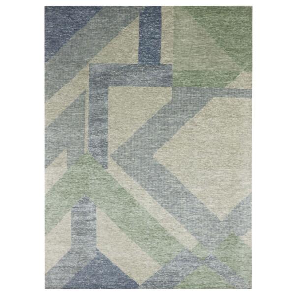 10'x14' Camouflage Green, 100% Wool Hand Knotted, Geometric Art Deco Collection, Oriental Rug  - 79416