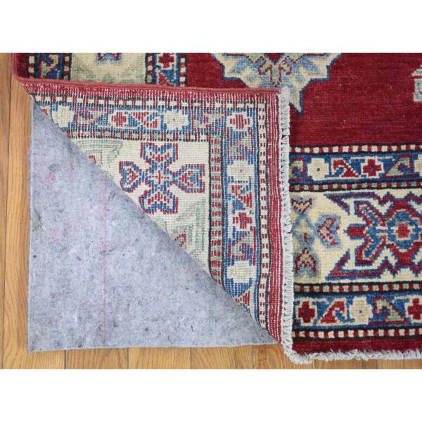 5'3"x7'1" Rich Red, Afghan Special Kazak with Geometric Design, Natural Dyes, Hand Knotted, Pure Wool Oriental Rug  - 80083 - Image 5