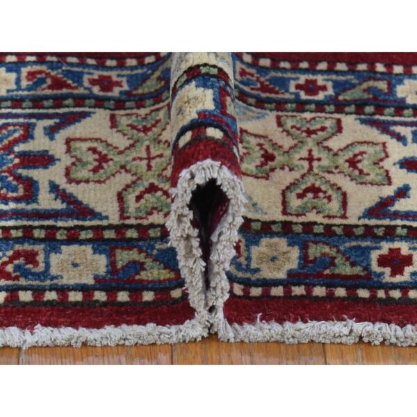 5'3"x7'1" Rich Red, Afghan Special Kazak with Geometric Design, Natural Dyes, Hand Knotted, Pure Wool Oriental Rug  - 80083 - Image 6