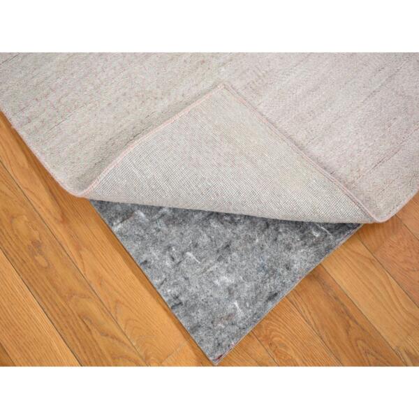 2'6"x11'3" Light Gray with Touches of Pink, Modern Grass Design Gabbeh Densely Woven, Wool and Silk Hand Knotted, Runner Oriental Rug  - 80338 - Image 3