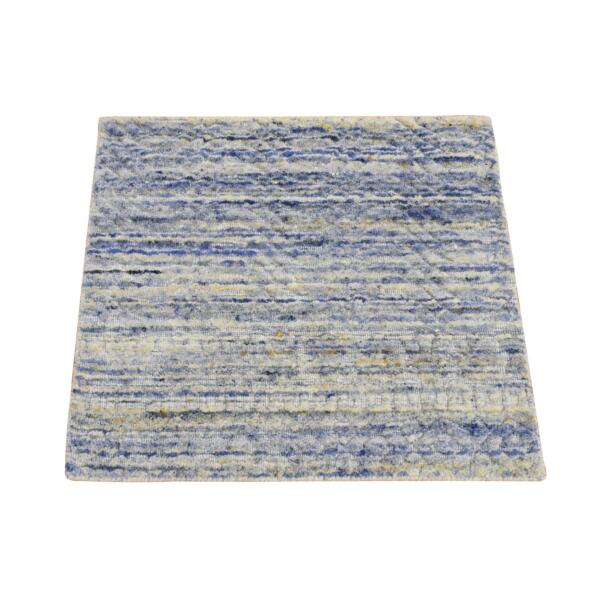 2'x2' Hand Loomed, Textured Wool, Modern Design, Hi and Lo with Multiple Colors, Fragment Sample, Oriental Rug  - 80407