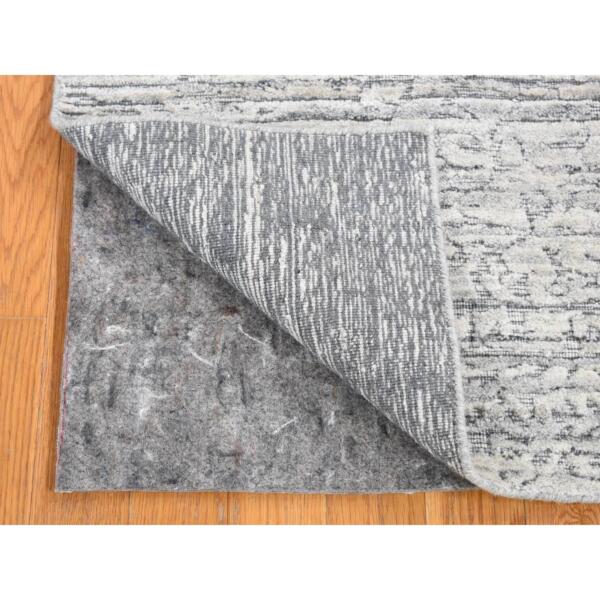 2'x2' Light Gray, Jacquard, Hand Loomed, Modern Design, Wool with Textured Pile, Sample Fragment, Oriental Rug  - 80409 - Image 3