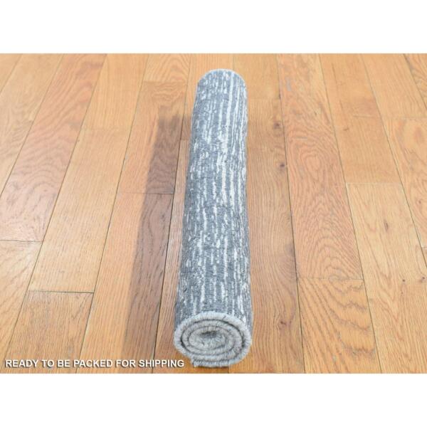 2'x2' Light Gray, Jacquard, Hand Loomed, Modern Design, Wool with Textured Pile, Sample Fragment, Oriental Rug  - 80409 - Image 5