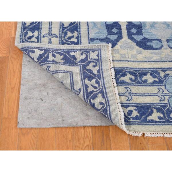 8'1"x10' Blue, Arts and Crafts Large Element Repetitive Design, Hand Knotted, Hand Spun Wool Oriental Rug  - 80510 - Image 5