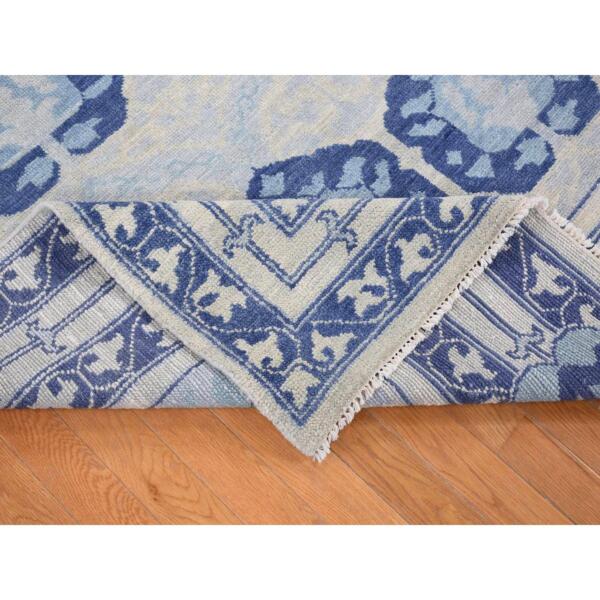 8'1"x10' Blue, Arts and Crafts Large Element Repetitive Design, Hand Knotted, Hand Spun Wool Oriental Rug  - 80510 - Image 7