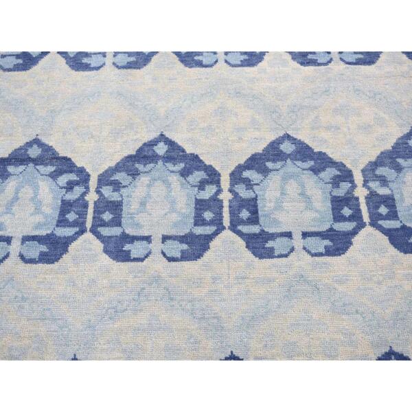 8'1"x10' Blue, Arts and Crafts Large Element Repetitive Design, Hand Knotted, Hand Spun Wool Oriental Rug  - 80510 - Image 9