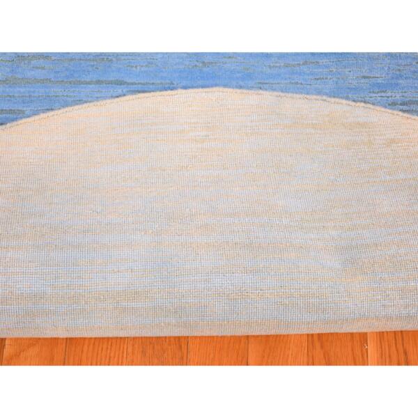 6'1"x6'1" Baby Blue, Overdyed Stripe Design with Texture Wool, Hand Knotted, Round Oriental Rug  - 80523 - Image 4