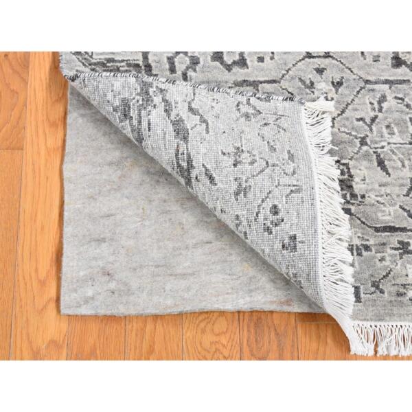 2'x2' Cloud Gray, 100% Wool Hand Knotted, Modern Design Undyed Natural Wool, Square Sample Oriental Rug  - 80609 - Image 3