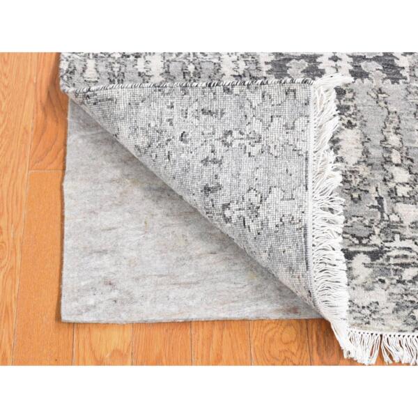 2'1"x2'1" Cloud Gray, 100% Wool Modern Design, Hand Knotted Undyed Natural Wool, Square Sample Oriental Rug  - 80610 - Image 3