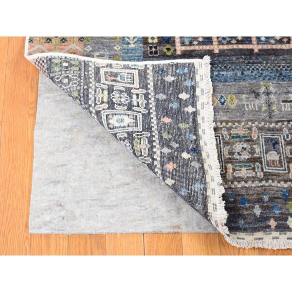 4'10"x6'5" Cloud Gray, Ghazni Wool Hand Knotted, Afghan Kashkuli Gabbeh Design Natural Dyes Fine Weave, Oriental Rug  - 80619 - Image 5