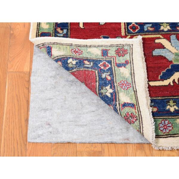 9'10"x14' Cream Color, Hand Knotted Kazak with All Over Leaf and Vines Pattern, Pure Wool Oriental Rug  - 80636 - Image 5