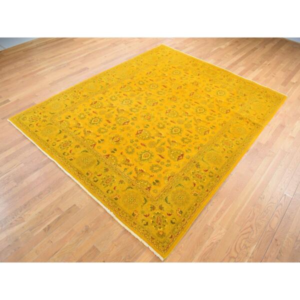 8'2"x10'1" Golden Brown, Overdyed Persian Design, Pure Wool Hand Knotted Oriental Rug  - 80667 - Image 4