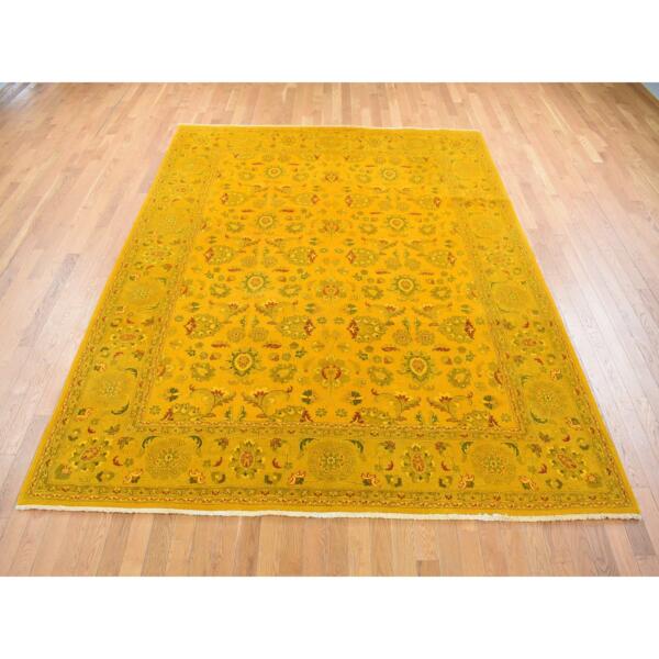 8'2"x10'1" Golden Brown, Overdyed Persian Design, Pure Wool Hand Knotted Oriental Rug  - 80667 - Image 5