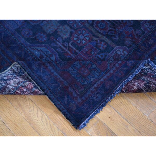 5'2"x9'2" Blue Overdyed Nahavand Design, Worn Wool Hand Knotted, Oriental Rug  - 80669 - Image 7