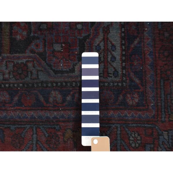 5'2"x9'2" Blue Overdyed Nahavand Design, Worn Wool Hand Knotted, Oriental Rug  - 80669 - Image 8