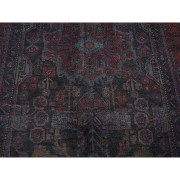 5'2"x9'2" Blue Overdyed Nahavand Design, Worn Wool Hand Knotted, Oriental Rug  - 80669 - Image 9