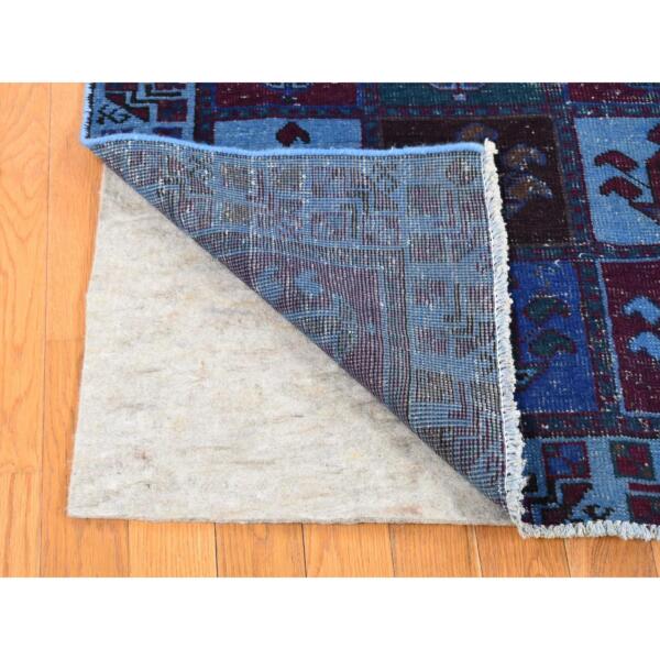 4'3"x8'2" Midnight Blue, Overdyed Persian Bakhtiari with Garden Design, Hand Knotted Worn Wool, Oriental Rug  - 80671 - Image 5