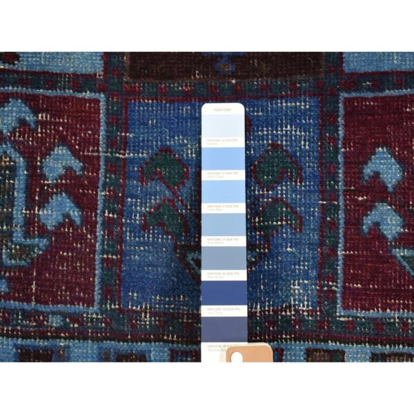 4'3"x8'2" Midnight Blue, Overdyed Persian Bakhtiari with Garden Design, Hand Knotted Worn Wool, Oriental Rug  - 80671 - Image 8