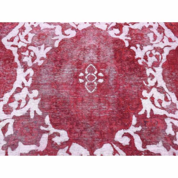 8'2"x11'1" Crimson Red, Overdyed Vintage Persian Tabriz Barjasta Design, Pure Wool Hand Knotted, Oriental Rug  - 80678 - Image 10