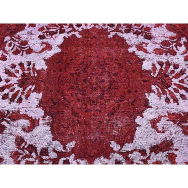 7'x9'8" Ivory, Overdyed Vintage Persian Tabriz Barjasta Design, Pure Wool Hand Knotted, Oriental Rug  - 80694 - Image 9