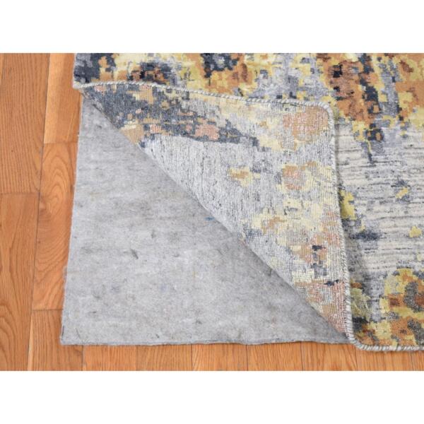 10'x14' Sea Blue with Mix of Brown, Fossil Design, Wool and Silk, Hand Knotted Oriental Rug  - 80737 - Image 6