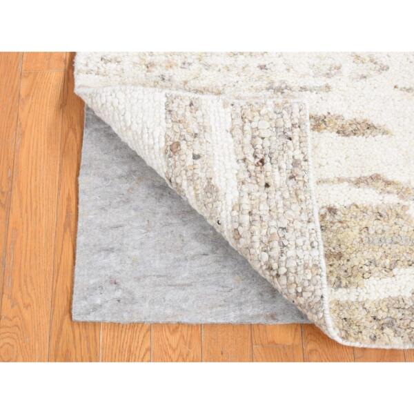 3'x3' Earthtone Colors, Modern Minimalist Design Plush Pile, Organic Undyed Natural Wool Hand Knotted, Square Oriental Rug  - 80752 - Image 3