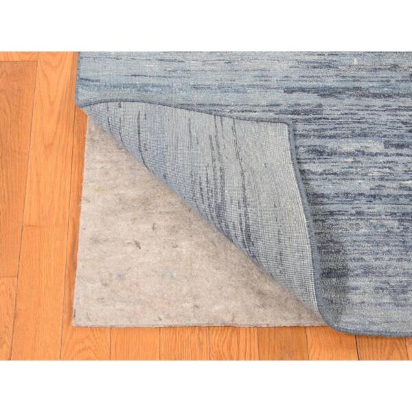 9'x12'2" Oceanic Blue, Modern Striae Design, Pure Wool Hand Knotted, Oriental Rug  - 80781 - Image 6