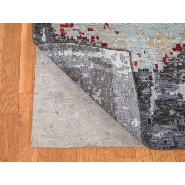 10'x14'2" Platinum Gray, Abstract Design, Denser Weave Pure Wool Hand Knotted, Oriental Rug  - 80794 - Image 6