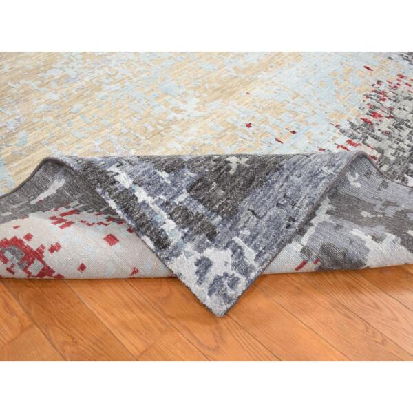 10'x14'2" Platinum Gray, Abstract Design, Denser Weave Pure Wool Hand Knotted, Oriental Rug  - 80794 - Image 7