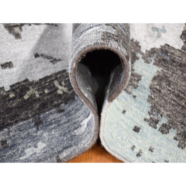 10'x14'2" Platinum Gray, Abstract Design, Denser Weave Pure Wool Hand Knotted, Oriental Rug  - 80794 - Image 8