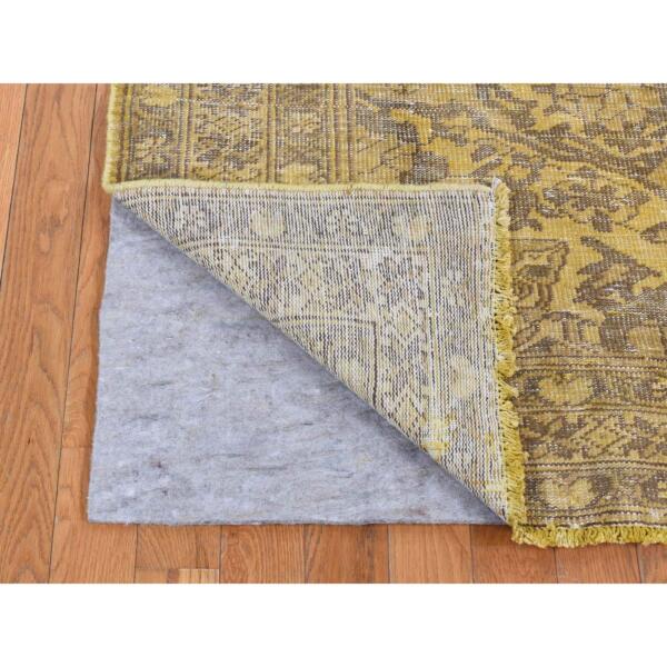 6'5"x9'10" Greenish Yellow, Overdyed Vintage Persian Bakhtiar, Worn Wool, Hand Knotted, Oriental Rug  - 80855 - Image 5