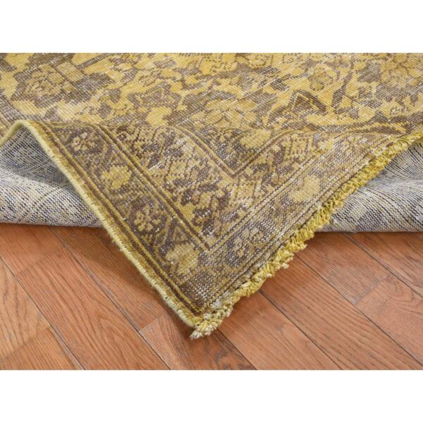 6'5"x9'10" Greenish Yellow, Overdyed Vintage Persian Bakhtiar, Worn Wool, Hand Knotted, Oriental Rug  - 80855 - Image 6