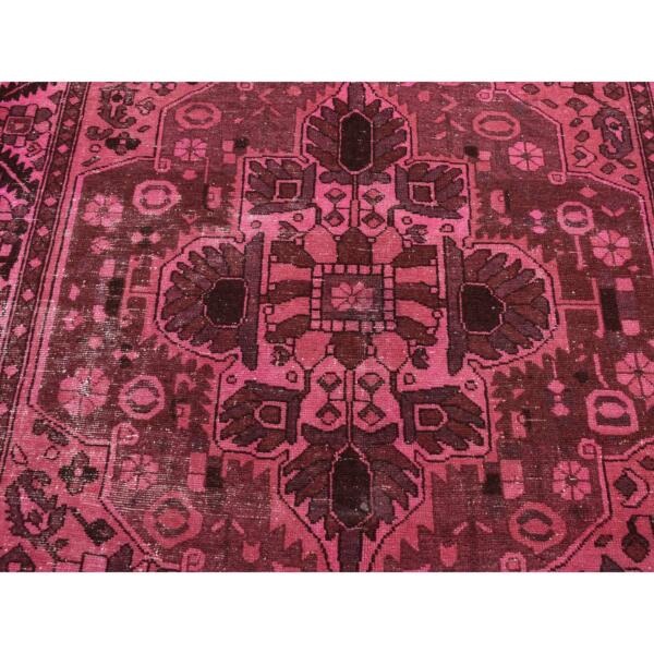 5'x9'6" Watermelon Pink, Pure Wool, Handmade, Overdyed Vintage Persian Bakhtiar, Wide Runner, Oriental Rug  - 80861 - Image 8