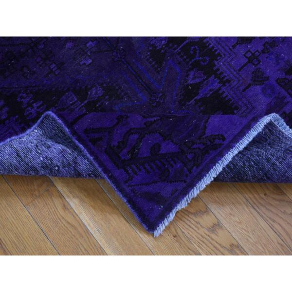 3'2"x7'4" Murasaki Purple, Pure Wool, Handmade, Overdyed Vintage Persian Hamadan, Runner Oriental Rug  - 80864 - Image 4