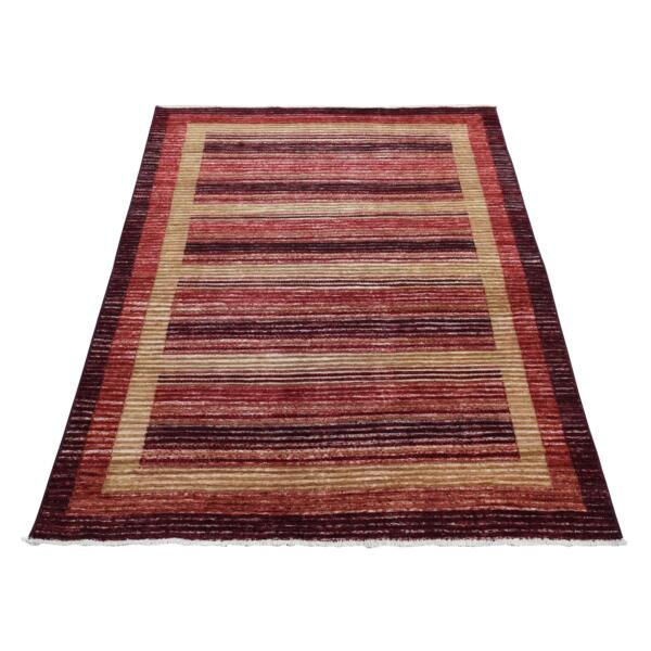 5'4"x7'8" Vermilion Red, On Clearance, Pure Wool, Peshawar Gabbeh, Hand Knotted, Oriental Rug  - 80867