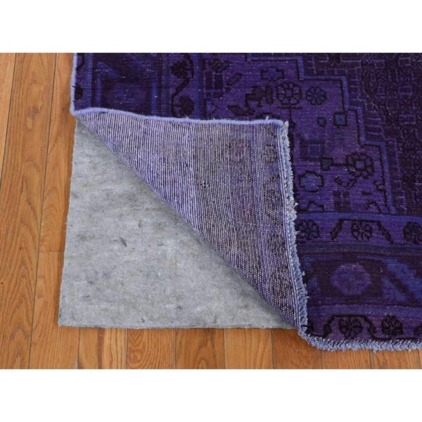 4'7"x9'7" Purpureus Purple, 100% Wool, On Clearance, Hand Knotted, Overdyed Persian Hamadan, Wide Runner, Oriental Rug  - 80875 - Image 3