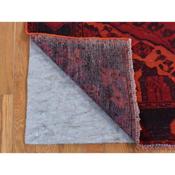 5'1"x9'8" Maroon Red, Overdyed Persian Bakhtiari, Hand Knotted, Worn Wool, Wide Runner, Oriental Rug  - 80876 - Image 3