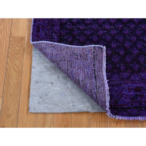 3'10"x6'7" Northwestern Purple, Soft Wool, Handmade, Overdyed Vintage Persian Sarouk Mir, Oriental Rug  - 80886 - Image 3