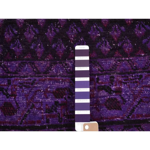 3'10"x6'7" Northwestern Purple, Soft Wool, Handmade, Overdyed Vintage Persian Sarouk Mir, Oriental Rug  - 80886 - Image 5