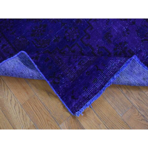 3'1"x9'7" Spanish Violet Purple, On Clearance, Hand Knotted, Worn Down, Pure Wool, Overdyed Hamadan, Runner, Oriental Rug  - 80925 - Image 4