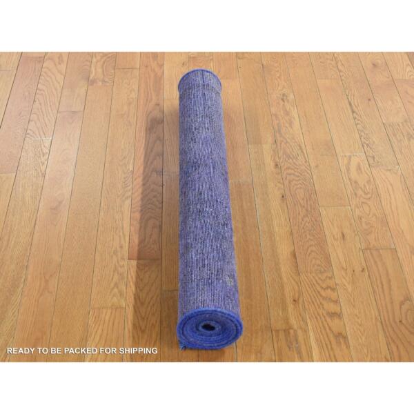 3'1"x9'7" Spanish Violet Purple, On Clearance, Hand Knotted, Worn Down, Pure Wool, Overdyed Hamadan, Runner, Oriental Rug  - 80925 - Image 6