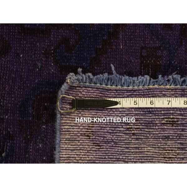 3'1"x9'7" Spanish Violet Purple, On Clearance, Hand Knotted, Worn Down, Pure Wool, Overdyed Hamadan, Runner, Oriental Rug  - 80925 - Image 8