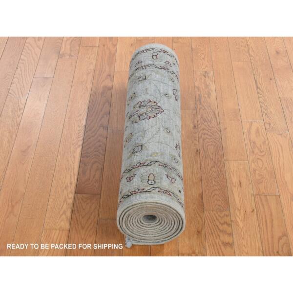 2'8"x13' Agreeable Gray, Overdyed Ziegler Mahal, Pure Wool, Hand Knotted, Runner Oriental Rug  - 80932 - Image 7