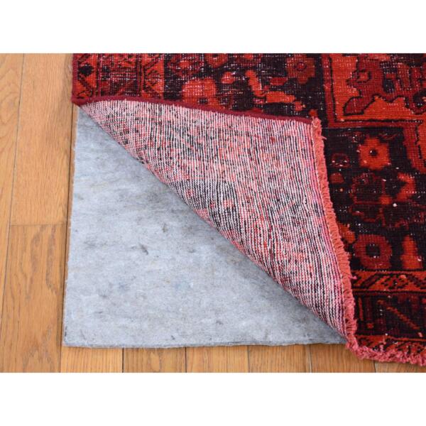 5'1"x9'10" Fire Brick, Hand Knotted, Overdyed Bakhtiari, Pure Wool, Wide Runner, Oriental Rug  - 80935 - Image 3