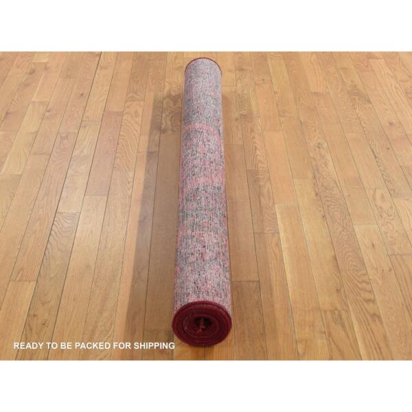 5'1"x9'10" Fire Brick, Hand Knotted, Overdyed Bakhtiari, Pure Wool, Wide Runner, Oriental Rug  - 80935 - Image 6