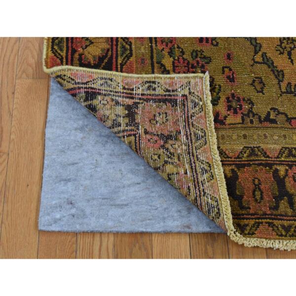 6'6"x9'10" Gold Cast, Overdyed Vintage Persian Bibikabad, Hand Knotted, Pure Wool, Oriental Rug  - 80937 - Image 5