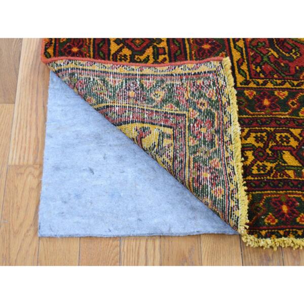 6'8"x9'6" Sunflower Yellow, Overdyed Vintage Persian Bibikabad, Hand Knotted, Pure Wool, Oriental Rug  - 80941 - Image 5