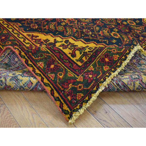 6'8"x9'6" Sunflower Yellow, Overdyed Vintage Persian Bibikabad, Hand Knotted, Pure Wool, Oriental Rug  - 80941 - Image 6