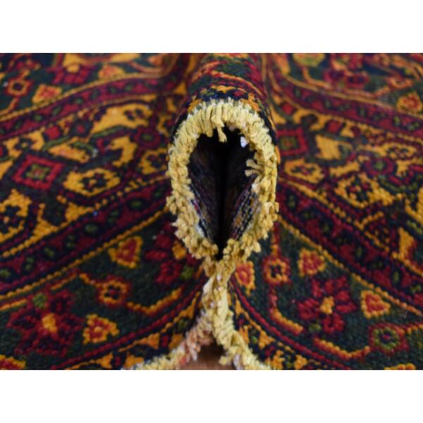 6'8"x9'6" Sunflower Yellow, Overdyed Vintage Persian Bibikabad, Hand Knotted, Pure Wool, Oriental Rug  - 80941 - Image 7